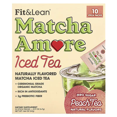 Холодный чай Matcha Amore Peach Tea, 10 стиков, 0.17 oz (4.7 g) каждый