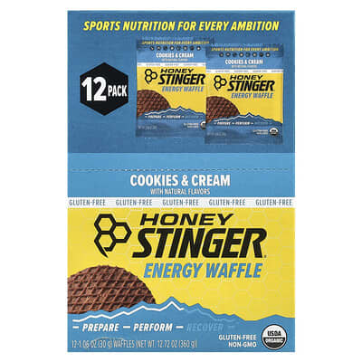 Energy Waffle, Cookies & Cream, 12 Waffles, 1.06 oz (30 g) Each