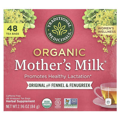 Organic Mother's Milk®, Original с фенхелем и пажитником, без кофеина, 48 чайных пакетиков, 2.96 oz (84 g)