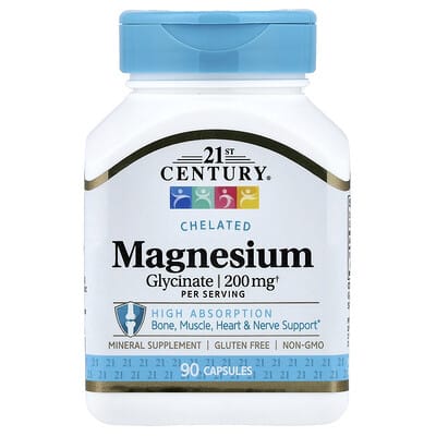 Chelated Magnesium Glycinate, 90 Capsules, (100 mg per Capsule)