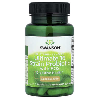 Пробиотик Dr. Stephen Langer's Ultimate 16 Strain с FOS, 30 веганских капсул