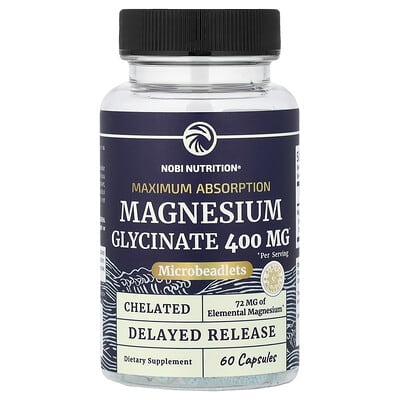 Magnesium Glycinate, Delayed Release Microbeadlets, Chelated, 60 Capsules, (200 mg per Capsule)