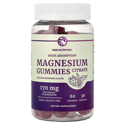 Magnesium Citrate Gummies, High Absorption, Raspberry, 60 Gummies (85 mg per Gummy)