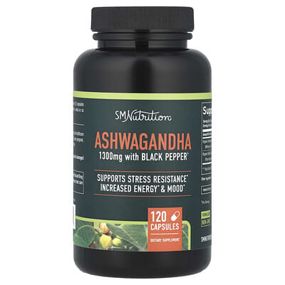 Ashwagandha с черным перцем, 120 капсул
