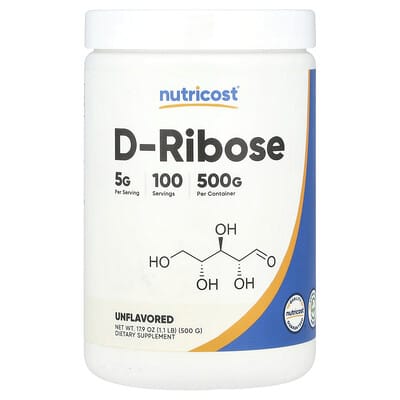 D-Ribose, без вкуса, 17.9 oz (500 g)