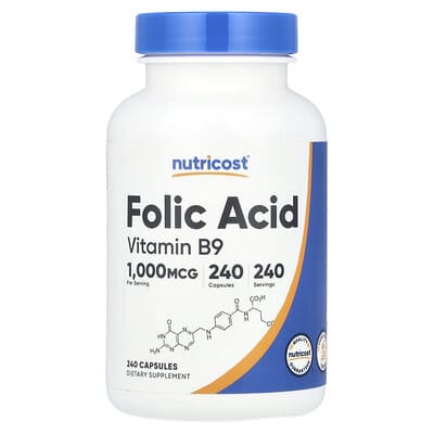 Фолиевая кислота, 1,000 mcg, 240 капсул