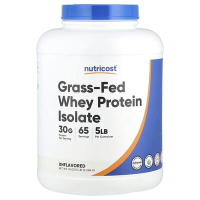 Изолят сывороточного протеина Nutricost без вкуса, 5 lb (2,268 g)
