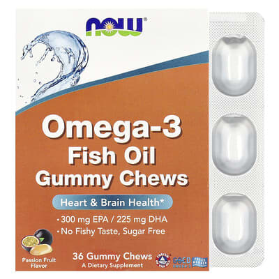 Желейные конфеты Omega-3 Fish Oil, маракуйя, 36 штук
