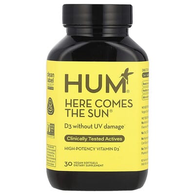 Here Comes The Sun®, High-Potency Vitamin D3, 30 Vegan Softgels (50 mcg per Softgel)
