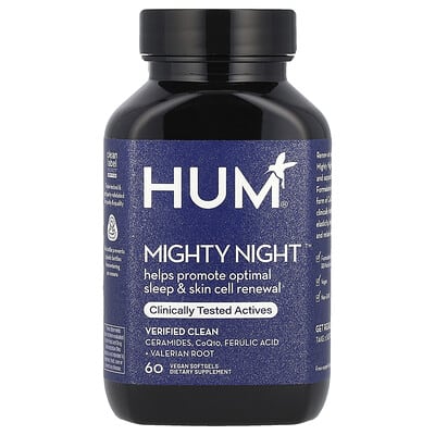 Mighty Night™, керамиды, CoQ10, феруловая кислота + корень валерианы, 60 веганских мягких капсул