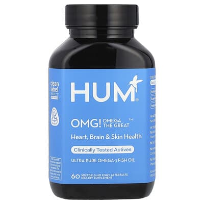 HUM Nutrition Omega The Great™ Ультра-чистое рыбье масло Omega-3, 60 мягких капсул