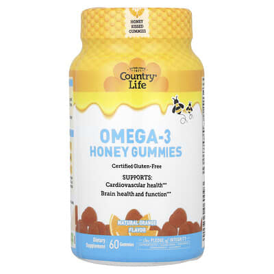Желейные витамины Omega-3 Honey Gummies, Natural Orange, 60 шт
