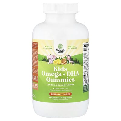 Детские жевательные витамины Omega + DHA, лимон и апельсин, 180 шт.