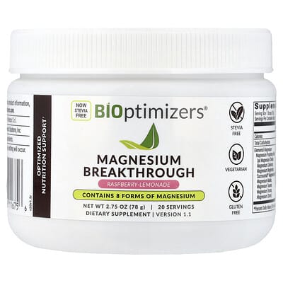 BIOptimizers Magnesium Breakthrough, Raspberry-Lemonade, 2.75 oz (78 g)