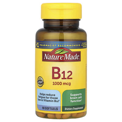 Витамин B12 Nature Made, 1000 mcg, 90 мягких капсул