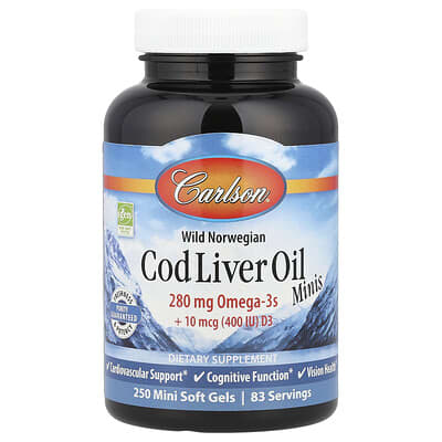 Wild Norwegian, Cod Liver Oil Minis, 250 Mini Soft Gels