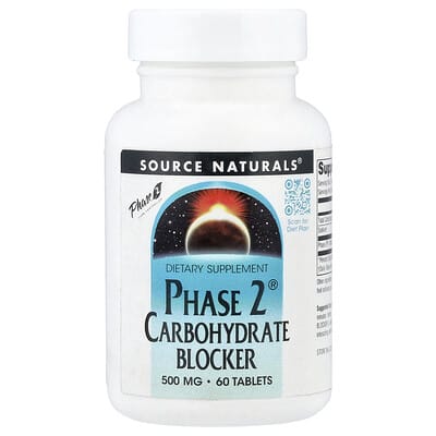 Source Naturals Phase 2® блокировщик углеводов, 500 mg, 60 таблеток