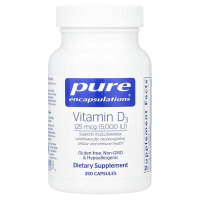 Vitamin D3, 125 mcg (5,000 IU), 250 Capsules