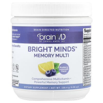 Bright Minds™ Memory Multi, черника-лимонад, 5.59 oz (158.4 g)