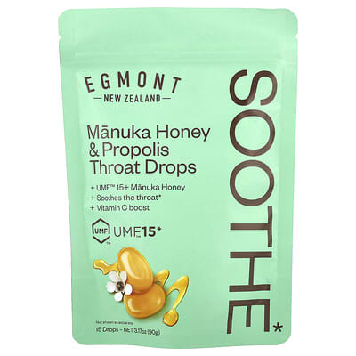 Леденцы с медом Манука и прополисом UMF™ 15+, 15 шт, 3.17 oz (90 g)