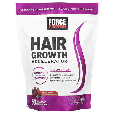 Ускоритель роста волос Force Factor Mixed Berry, 60 жевательных таблеток
