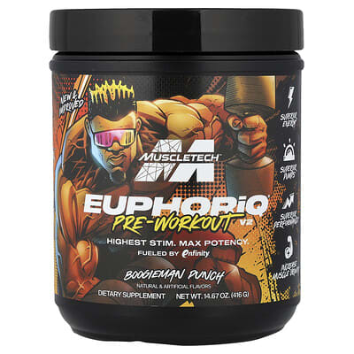 Спортивная добавка EuphoriQ® Pre-Workout V2, Boogieman Punch, 14.67 oz (416 g)