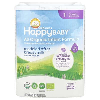A2 Organic Infant Formula, Milk-Based Powder with Iron, 0-12 Months , 22.9 oz (650 g)