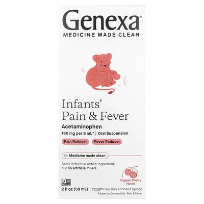 Детское средство от боли и жара Genexa, органическая вишня, 160 mg, 2 fl oz (59 ml)