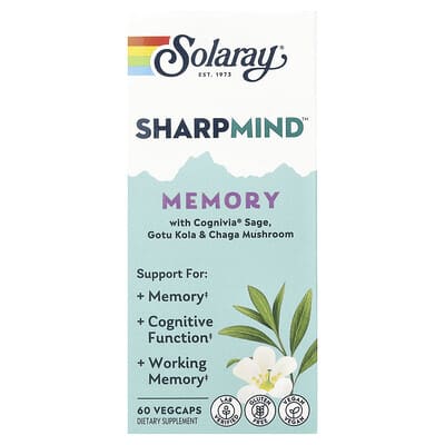 Sharpmind™ Memory с Cognivia® Sage, Gotu Kola & Chaga Mushroom, 60 вегетарианских капсул