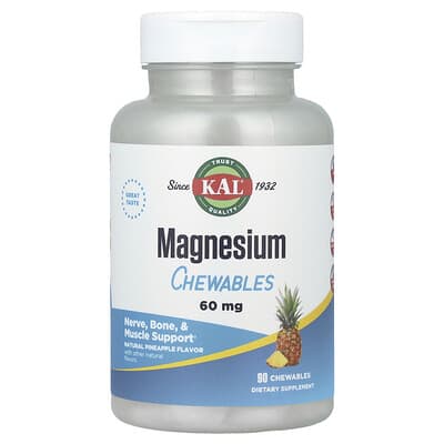 Magnesium Chewables, Pineapple, 60 mg, 90 Chewables