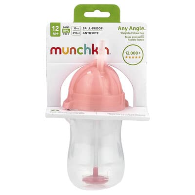 Any Angle™, утяжеленная поилочная чашка со трубочкой, 12 месяцев+, розовая, 10 oz (296 ml)