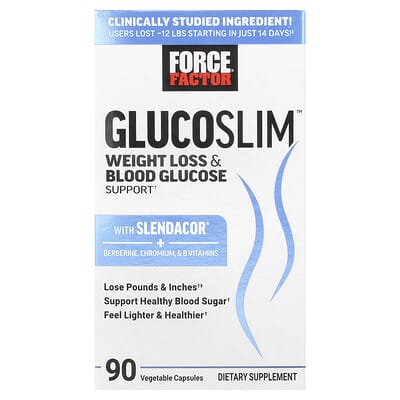 Glucoslim™ поддержка снижения веса и уровня глюкозы в крови, 90 Vegetable Capsules