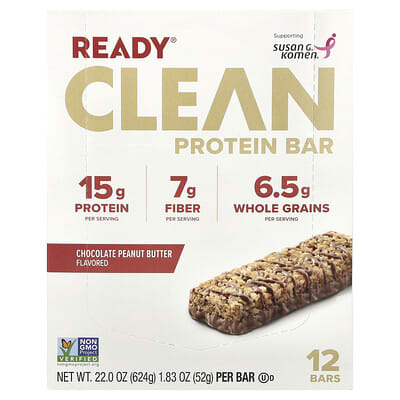 Clean Protein Bar, Chocolate Peanut Butter, 12 Bars, 1.83 oz (52 g) Each