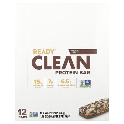 Протеиновый батончик Clean Protein, шоколадная крошка, 12 шт, 1.76 oz (50 g) каждый