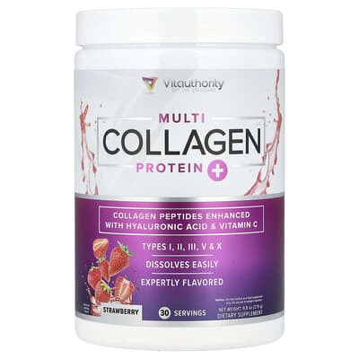 Multi Collagen Protein+, клубника, 9.8 oz (279 g)