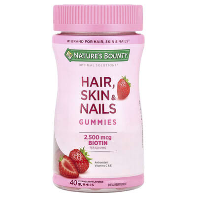 Optimal Solutions®, Hair, Skin & Nails Gummies, Strawberry, 40 Gummies