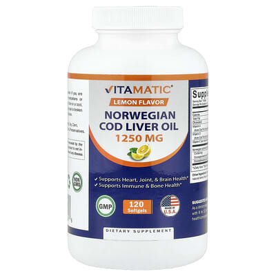 Рыбий жир Norwegian Cod Liver Oil, Lemon, 120 Softgels