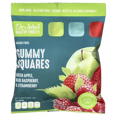 Жевательные конфеты без сахара, Green Apple, Blue Raspberry и Strawberry, 1.8 oz (50 g)