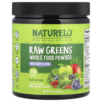 Порошок Raw Greens Whole Food, смесь ягод, 8.5 oz (240 g)