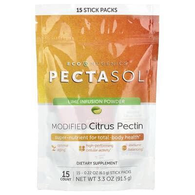 Модифицированный цитрусовый пектин Econugenics PectaSol®, 15 Stick Packs, 0.22 oz (6.1 g) Each