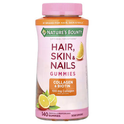 Optimal Solutions®, Hair, Skin & Nails Gummies, Tropical Citrus, 140 Gummies