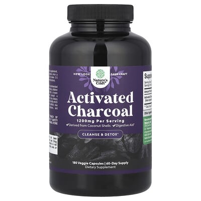Nature's Craft Activated Charcoal, 180 вегетарианских капсул (400 mg на капсулу)