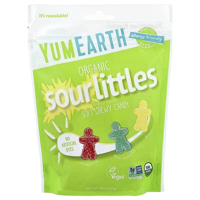 Organic SourLittles™ мягкие жевательные конфеты, клубника, голубая малина, лимон, 5 oz (142 g)