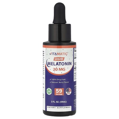 Мелатонин в жидком виде, Natural Berry, 20 mg, 2 fl oz (59 ml)