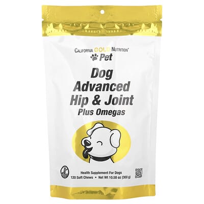 Добавка для собак California Gold Nutrition Pet, Dog Advanced Hip & Joint, 120 Soft Chews, 10.58 oz (300 g)