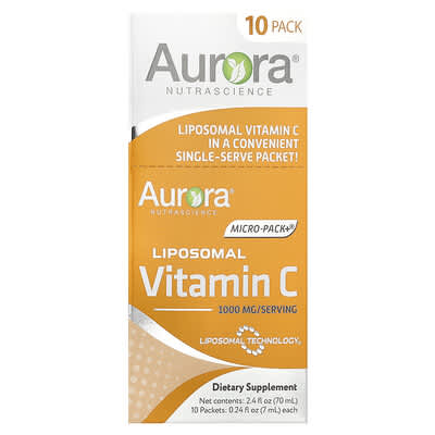 Aurora Nutrascience Micro-Pack+® липосомальный витамин C, 10 пакетиков, 0.24 fl oz (7 ml) каждый