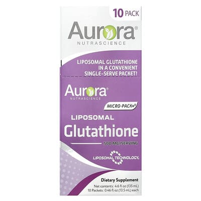 Micro-Pack+® липосомальный глутатион, 10 пакетиков, по 0.46 fl oz (13.5 ml) каждый