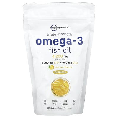 Рыбий жир Omega-3, Triple Strength, Lemon, 120 мягких капсул (1,400 mg на капсулу)