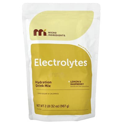 Электролиты Micro Ingredients, Lemon & Raspberry, 2 lb (907 g)