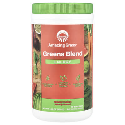 Amazing Grass Greens Blend, энергия, арбуз, 14.8 oz (420 g)